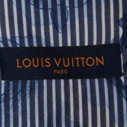 Louis Vuitton Blue Monogram Striped Ink Pattern Cotton Full Sleeve Shirt XXL