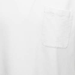 Pre Owned Louis Vuitton White Cotton Logo Embroidered Pocket Detailed Half Sleeve T-Shirt XXL