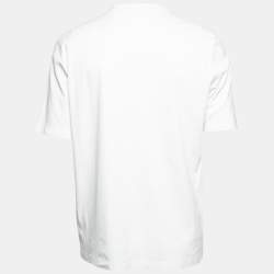 Pre Owned Louis Vuitton White Cotton Logo Embroidered Pocket Detailed Half Sleeve T-Shirt XXL