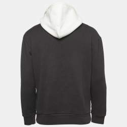 Pre Owned Louis Vuitton Black/White Logo Print Cotton Hoodie M