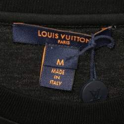 Pre Owned  Louis Vuitton Black Graphic Print Cotton Chain Crew Neck T-Shirt M