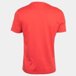 Louis Vuitton Red Cotton Logo-Embroidered T-Shirt M
