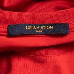 Louis Vuitton Red Cotton Logo-Embroidered T-Shirt M