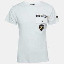 Louis Vuitton White Cotton Patched Pocket Detail T-Shirt L