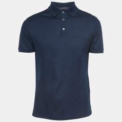Louis Vuitton Navy Blue Cotton Pique Polo T-Shirt M
