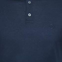 Louis Vuitton Navy Blue Cotton Pique Polo T-Shirt M