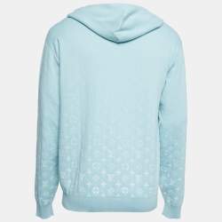 Pre Owned Louis Vuitton Blue Gradient Monogram Knit Hoodie M