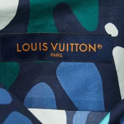 Pre Owned Louis Vuitton Blue/Multicolor Printed Cotton Button Down Shirt M