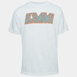 Louis Vuitton White Cotton Knit Printed Crewneck T-Shirt M