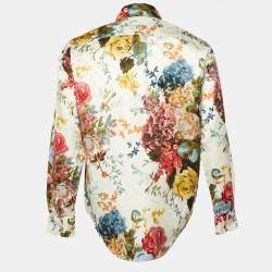 Pre Owned Louis Vuitton Multicolor Flower Monogram Printed Cotton & Silk Oversized Shirt S