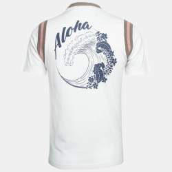 Pre Owned Louis Vuitton White Varsity Print Cotton Aloha T-Shirt S