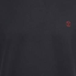 Louis Vuitton Black Logo Embroidered Cotton Half Sleeve T-Shirt L