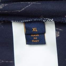 Louis Vuitton Navy Blue Leaf Discharge Print Cotton T-Shirt XL