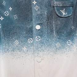 Pre Owned Louis Vuitton Blue/White Gradient Monogram Denim Shirt XS
