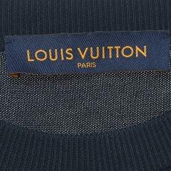 Louis Vuitton Navy Blue Heart Intarsia Cotton Crew Neck T-Shirt M