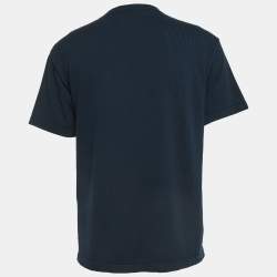 Louis Vuitton Navy Blue Heart Intarsia Cotton Crew Neck T-Shirt M
