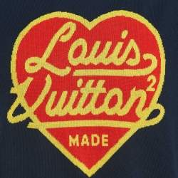 Louis Vuitton Navy Blue Heart Intarsia Cotton Crew Neck T-Shirt M