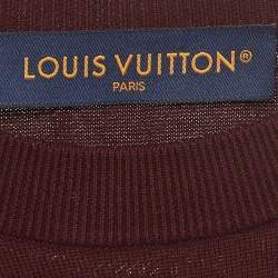 Louis Vuitton Burgundy Intarsia Cotton Knit Crew Neck T-Shirt S