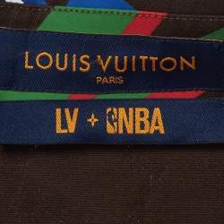 Pre Owned Louis Vuitton X NBA Brown Letter Print Cotton Short Sleeve Shirt M