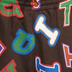 Pre Owned Louis Vuitton X NBA Brown Letter Print Cotton Shorts L