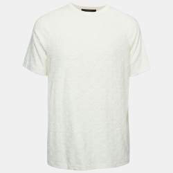 Pre Owned Louis Vuitton Cream Monogram Terry Crew Neck T-Shirt L