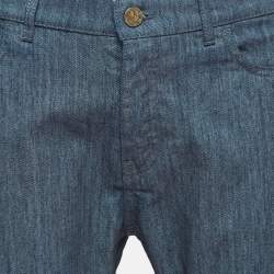 Pre Owned Louis Vuitton Navy Blue Denim Straight Leg Jeans L Waist 34''