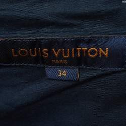 Pre Owned Louis Vuitton Navy Blue Denim Straight Leg Jeans L Waist 34''