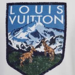 Pre Owned Louis Vuitton White National Park Patterned Knit Crew Neck Sweatshirt S