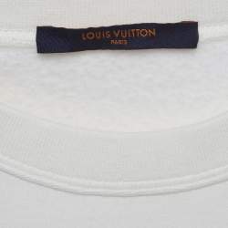 Pre Owned Louis Vuitton White National Park Patterned Knit Crew Neck Sweatshirt S