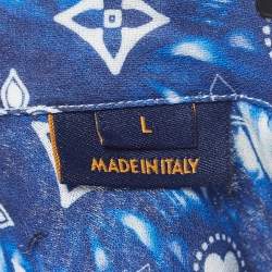 Louis Vuitton Blue Monogram Cotton Bandana Hook Shirt L