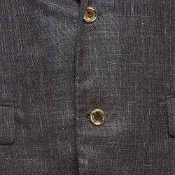 Louis Vuitton Grey Chambray Single Breasted Tailor Made Blazer XL