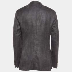 Louis Vuitton Grey Chambray Single Breasted Tailor Made Blazer XL