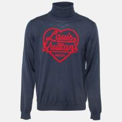 Louis Vuitton Blue Heart Intarsia Wool Sweater XL