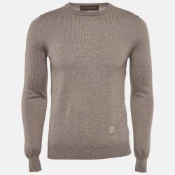 Louis Vuitton Brown Suede Trim Knit Jumper S