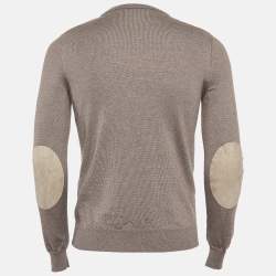 Louis Vuitton Brown Suede Trim Knit Jumper S