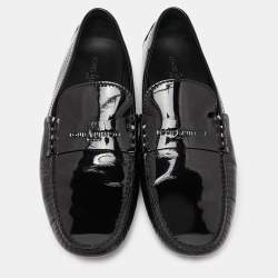 مملوكة مسبقًا Louis Vuitton Black Patent Leather Penny Loafers Size 44