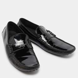 مملوكة مسبقًا Louis Vuitton Black Patent Leather Penny Loafers Size 44