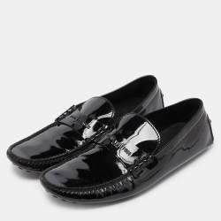مملوكة مسبقًا Louis Vuitton Black Patent Leather Penny Loafers Size 44