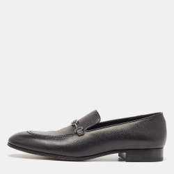 Louis Vuitton Black Leather LV Club Loafers Size 44