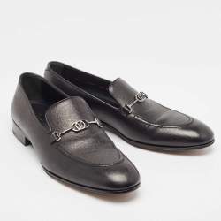 Louis Vuitton Black Leather LV Club Loafers Size 44