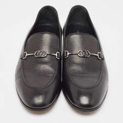 Louis Vuitton Black Leather LV Club Loafers Size 44