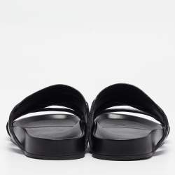 Louis Vuitton Black Ostrich Leather Flat Slides Size 42.5
