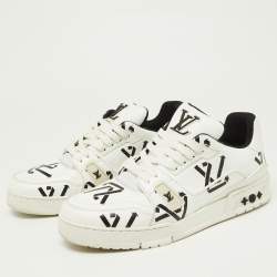 Louis Vuitton White/Black Monogram Faux Leather LV Trainer Sneakers Size 41