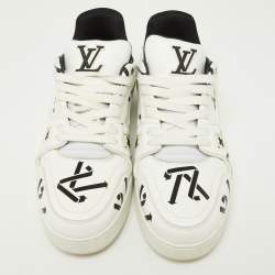 Louis Vuitton White/Black Monogram Faux Leather LV Trainer Sneakers Size 41