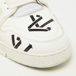 Louis Vuitton White/Black Monogram Faux Leather LV Trainer Sneakers Size 41