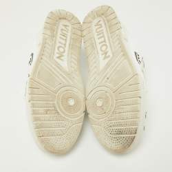 Louis Vuitton White/Black Monogram Faux Leather LV Trainer Sneakers Size 41