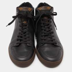 Louis Vuitton Black Leather and Monogram Canvas Line Up Sneakers Size 42.5