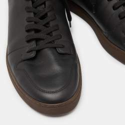 Louis Vuitton Black Leather and Monogram Canvas Line Up Sneakers Size 42.5