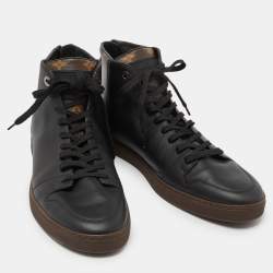 Louis Vuitton Black Leather and Monogram Canvas Line Up Sneakers Size 42.5