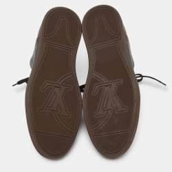Louis Vuitton Black Leather and Monogram Canvas Line Up Sneakers Size 42.5